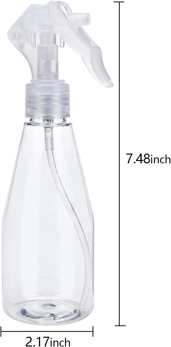 Suwimut 9 Pieces Plastic Spray Bottle, Empty Small 7oz/200ml Clear Spray Bottles, Fine Mist Plastic Refillable Trigger Sprayer for Cleaning Solutions, Hair Care, Essential Oils, Watering Plants