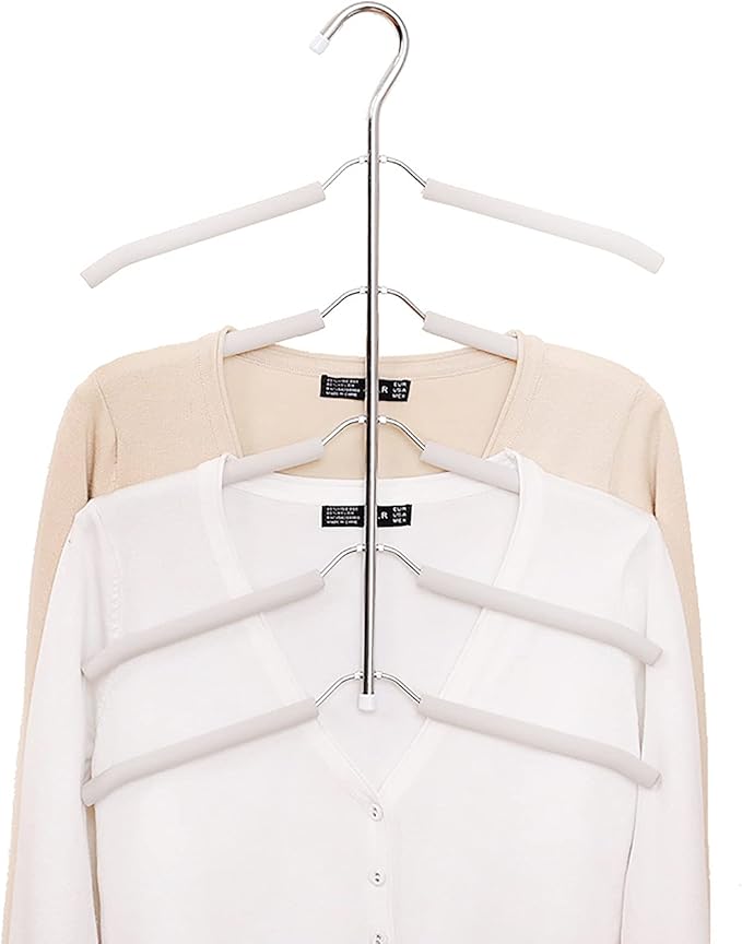 Blouse Tree Hangers Multi-Layer Clothes Hangers 3 Pack 5 in 1 Non Slip Space Saving Closet Organizer Stainless Steel Shirt Hanger Coats Hangers(3 Pack)