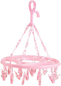 Round Plastic 18 Clips Underwear Scarf Laundry Clothes Drying Hanger Pink