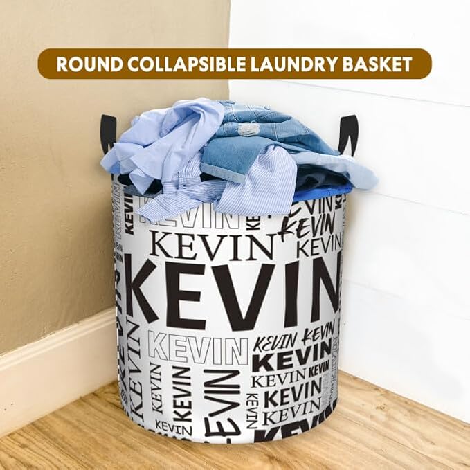 Custom Name Laundry Hamper, Personalized Dirty Clothes Hamper with Name for Bathroom Bedrooms Clothes Storage Organizer, Personalized Gifts for Boys Girls Men Women