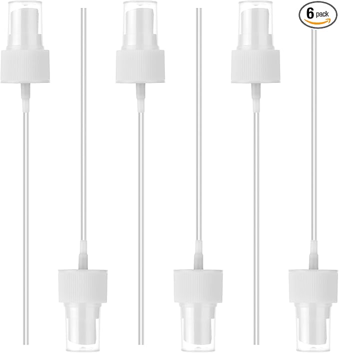 6 Pack Spray Bottle Top, Spray Bottle Nozzle Sprayer Tops Replacement Pump Plastic for Essential Oil Bottles, White