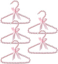 Luxshiny Small Pearl Hangers for Baby Clothes Set of 5 Toddler Clothing Hangers with Decorative Pearls and Ribbon Bow for Infant Closet and Pet Clothes Organization