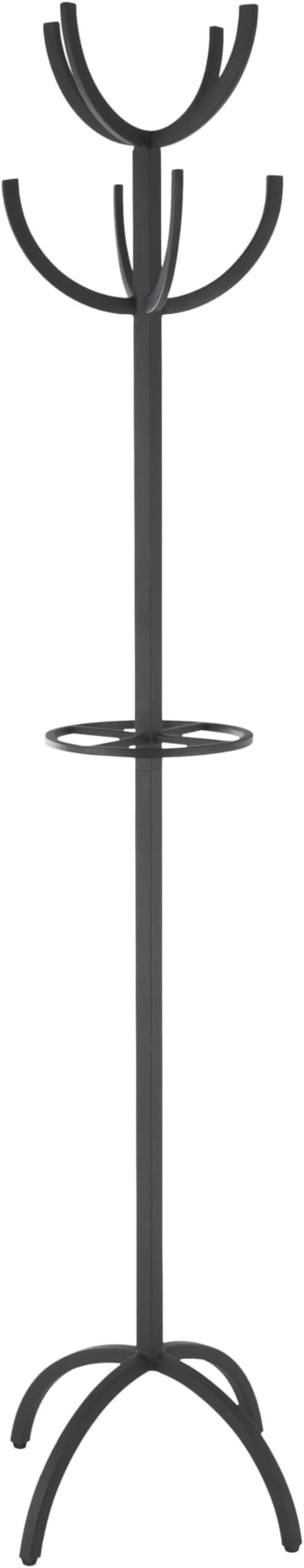 Deco 79 Metal 8 Hook Coat Rack with Ached Legs and Circular Center Storage, 19" x 19" x 72", Black