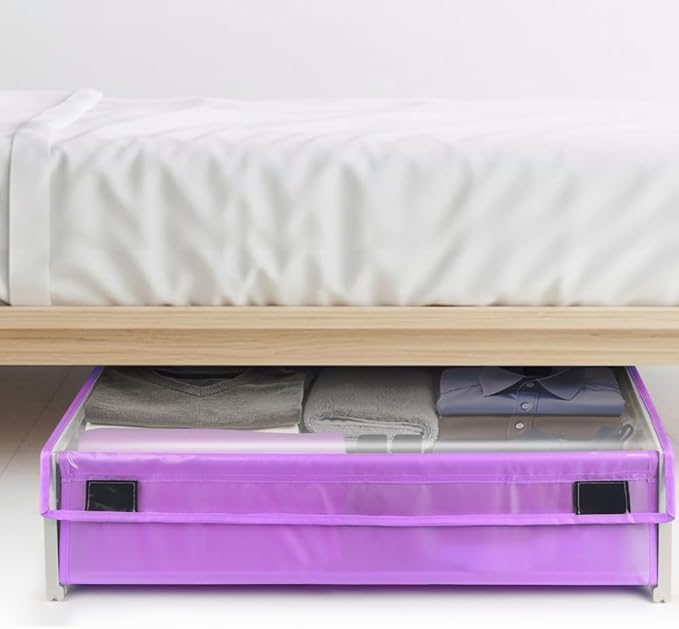 Under Bed Plastic Drawers with Rolling Wheels - Storage Containers with Dual Handles for Easy Access - Space Saving Organizer for Shoes and Clothes