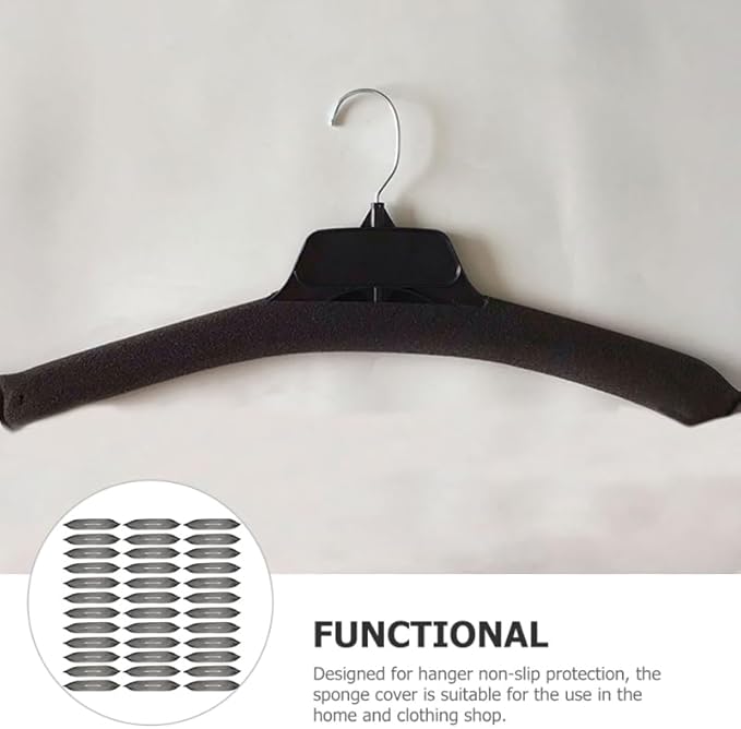 50Pcs Skid Sponge Covers for Hangers Non Slip Clothing Protector Sleeves Soft Garment Cover for Suits Dresses for Home Dorm and Retail Use