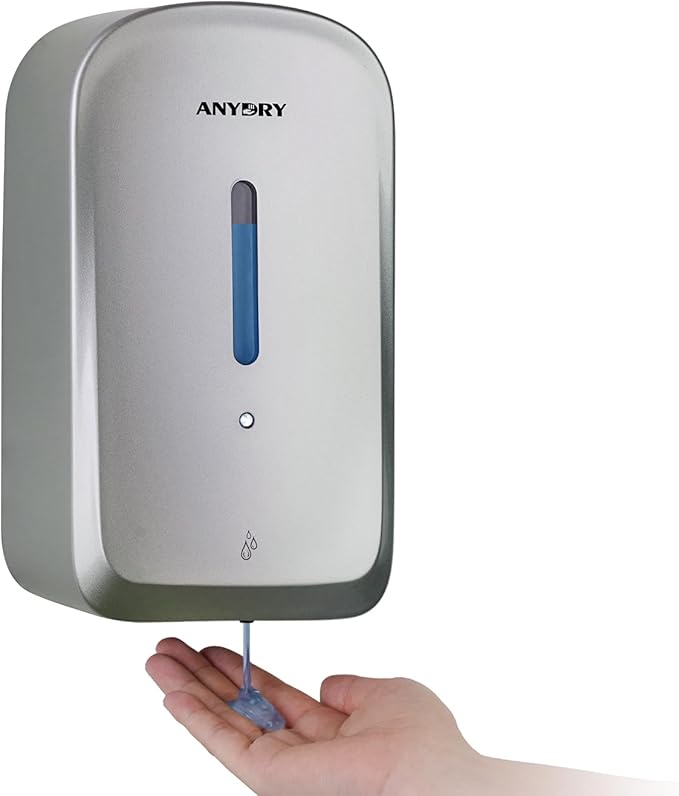 Commercial Automatic Soap Dispenser Large 34oz/1000ml Capacity Wall-Mounted Touchless Liquid Dispenser for High-Traffic Restrooms, Offices, Hospitals Model AD1220S Silver