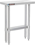 DuraSteel 30x12 Stainless Steel Work Table - NSF Commercial Prep Metal Table - Outdoor Pizza Oven Stand w/Under Shelf - Kitchen Island Laundry Utility Garage Microwave Stand Large Rolling Storage Cart