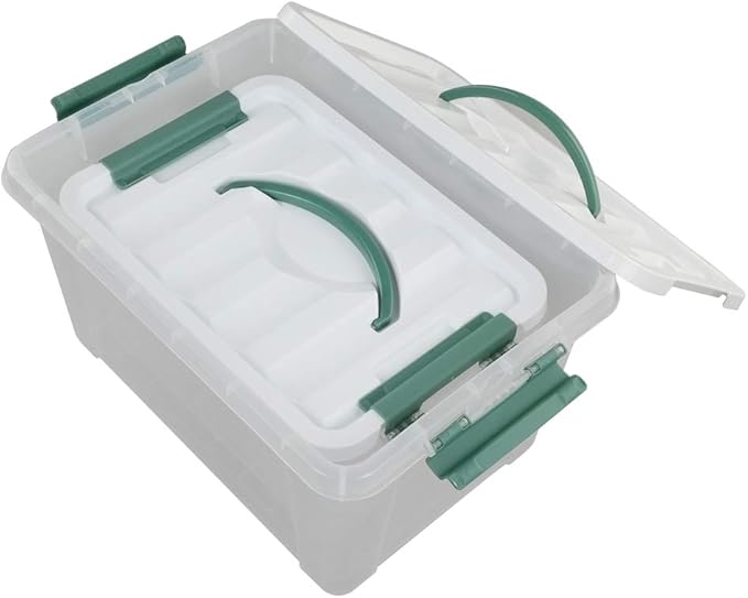 Jekiyo Clear Latching Box, Plastic Storage Bin, 2 Packs(6 Quart&14 Quart)