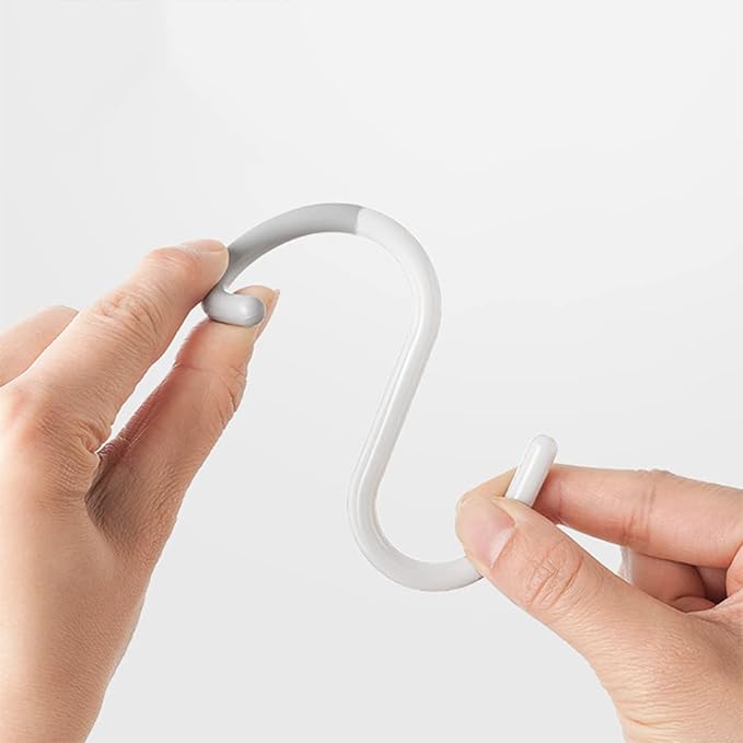 6-Pack Secure & Quiet Plastic S Hooks, Flexible Neck for Easy Twist & Lock, Completely Rust-Free, Holds up to 10 lbs, Black, Large (3.5 inch)