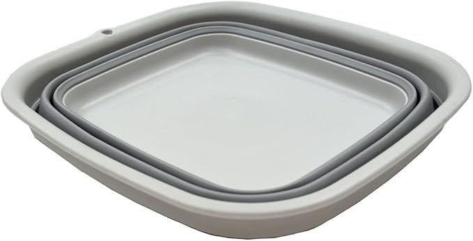 SAMMART 7.7L (2 Gallon) Collapsible Tub - Foldable Dish Tub - Portable Washing Basin - Space Saving Plastic Washtub (Grey, S)