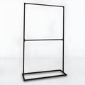 LITFAD Contemporary Metal Hall Tree Hang Garment Lever Hall Stand Free Standing Clothes Hanger Clothing Store Coat Rack in Black - 59" L x 16" W x 79" H Double Clothing Rod
