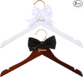 2 Pcs Bride Hanger for Wedding Dress Bride and Groom Wooden Wedding Dress Hanger Set with Bow Tie for Tuxedo Suit Gift Bridal Party Shower