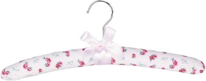 Anti-slip Satin Padded Clothes Hangers with Rotatable Hooks No Shoulder Bump for Women Heavy Sweaters, Coats, Suits Satin Fabric Covered, Set of 10 (Little Flowers)