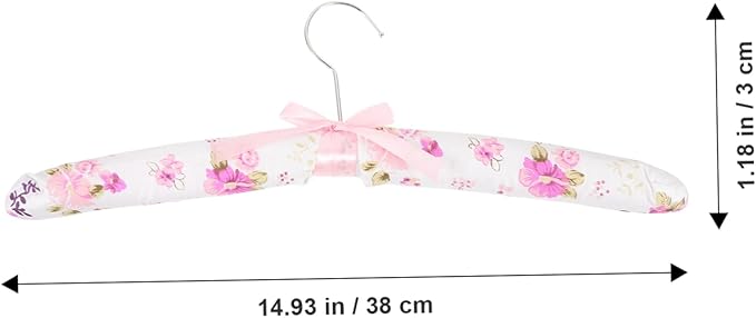 5-Pack Soft Padded Clothes Hangers with Anti-Slip Floral Fabric Cover and Sponge Core for Gentle Support of Sweaters Dresses and Suits Closet Organization