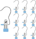 Hangers Clips,Stainless Multi Function Clip Hooks,Laundry Hanging Hooks Clips,Closet Hangers,Boot Clips， Hats Clips,Socks Clips,Pants Clips, Bras Clips (10, Blue)