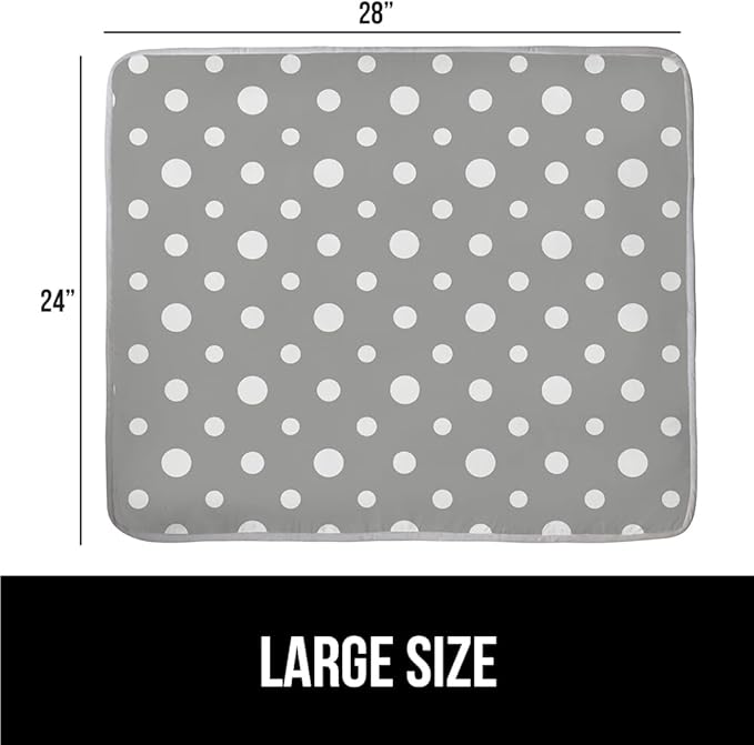 GORILLA GRIP Ironing Mat, Portable Iron Pad, Magnetic Cover for Top of Laundry Washer, Dryer, Tabletop, Countertop Padded Blanket, Silicone Coating and Scorch Resistant, Travel Size 28x24, Polka Dots