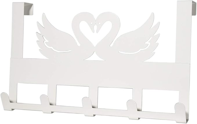 Mango Steam Over-The-Door Organizer Hanger for Towels, Hats, Hoodies, Coats, Backpacks, & Keys (Swan, White)