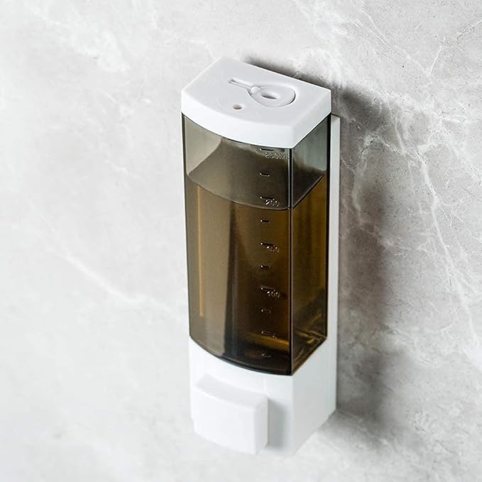 Soap Dispensers 250ml ABS Plastic Drill Free with Adhesive or Wall Mount with Screws Liquid Hand Shower Dispenser for Bathroom or Kitchen