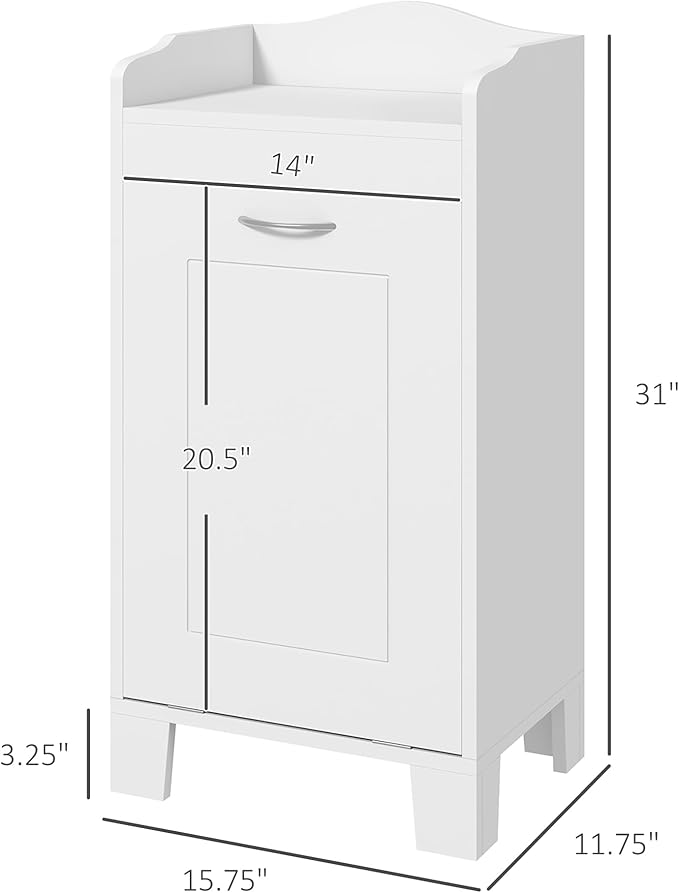 HOMCOM 31" Tilt Out Laundry Hamper, Free Standing Home Organizer Hamper, Bathroom Storage Cabinet, White