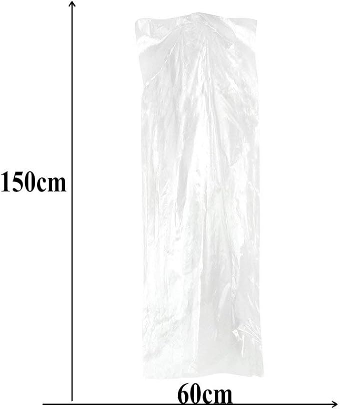Pack of 50 Garment Bag,Transparent Suit Bag,Clothing Cover,Gown and Dress Storage Bag (60 × 150 cm)