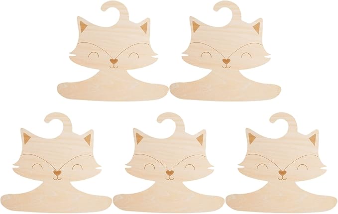 Erice Baby Hangers, 5 Pack Wooden Kids Hanger, Cute Fox Shape, 9 Inch Wood Children Hangers,Creative Coat Hanger for Clothes Suit, Dress, Camisole, Jacket, Pants (5)