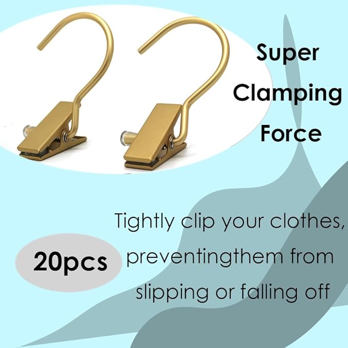 Boot Hangers Clips Hanging Laundry Hooks Clothes Pins Hanger with Clip, Portable Golden Home Travel Hangers for Socks Towels Shoes Clamps,Heavy Duty Closet Hanger Organizer (20 Pack)