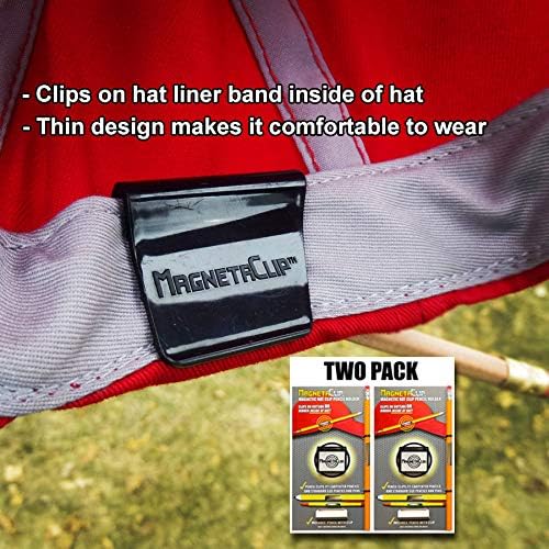 Magnetic Hat Clip Pencil Holder TWO PACK (2) With Strong Magnetic Clip For Standard Pencils and Carpenter Pencils