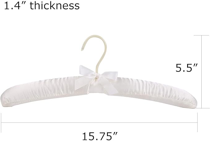Tosnail 12 Pack Satin Padded Hangers Foam Padded Hangers Dress Hanger - Ivory