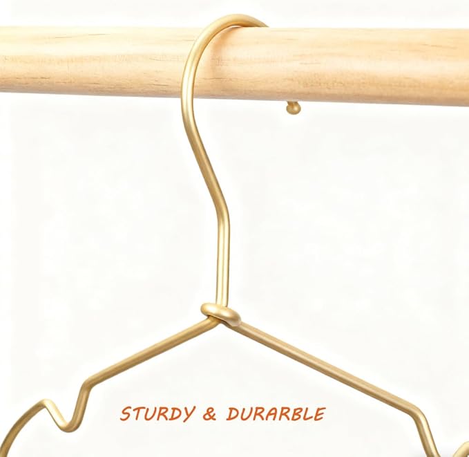 12.6" Matte Gold Metal Kids Baby Hangers, 10Pack, Non Slip, Suit for Coated Wire Children Clothes Hangers, Closet Storage,Retail Display Space Saving for Toddler Coats Infant Hangers