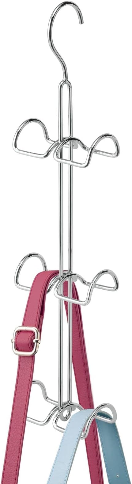 mDesign Metal Wire Over The Closet Rod Hanging Storage Organizer Hanger for Storing and Organizing Purses, Backpacks, Satchels, Crossovers, Handbags - 2 Pack - Chrome