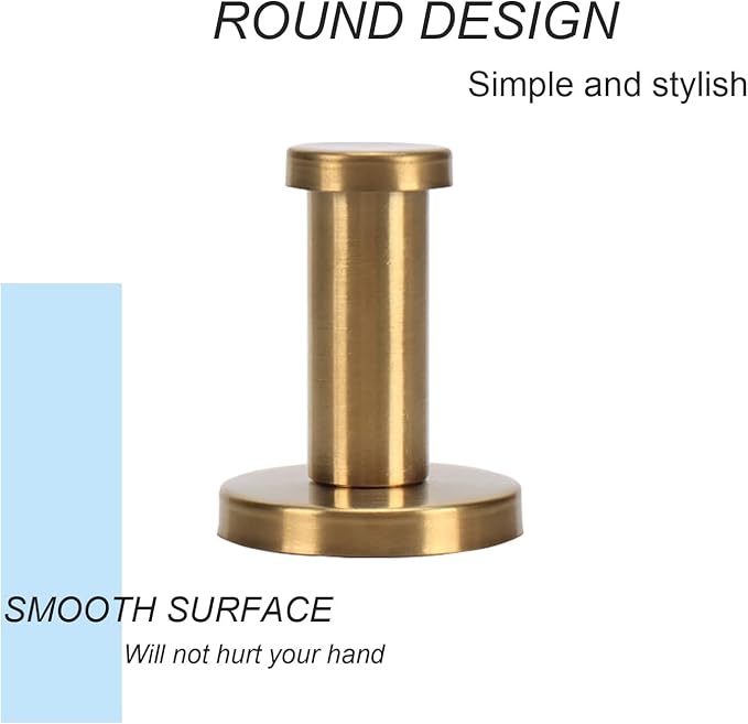 Bathroom Towel Hooks, 4 Pack Round Coat Hooks, Sturdy Wall Mounted Robe Hook, SUS 304 Stainless Steel Heavy Duty Clothes Hanger, Wall Towel Hooks for Bathroom Bedroom Kitchen(2 in, Gold)