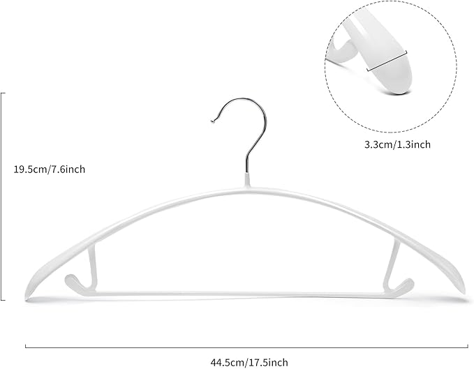 Nature Smile Non Slip PVC Coating Sweater Hangers,Dress Suit Coat Hangers,Wide Shoulder Bump Free Golf T Shirts Clothes Hangers (White Color 10 Pack)