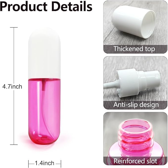 YOCASII 3PCS Spritzer Bottles, 2oz Mini Spray Bottle, Spray Water Bottle for Hair and Travel Containers for Toiletries, Travel Spray Bottles Tsa Approved, Mister Bottle for Hair Spray, Toners & Face