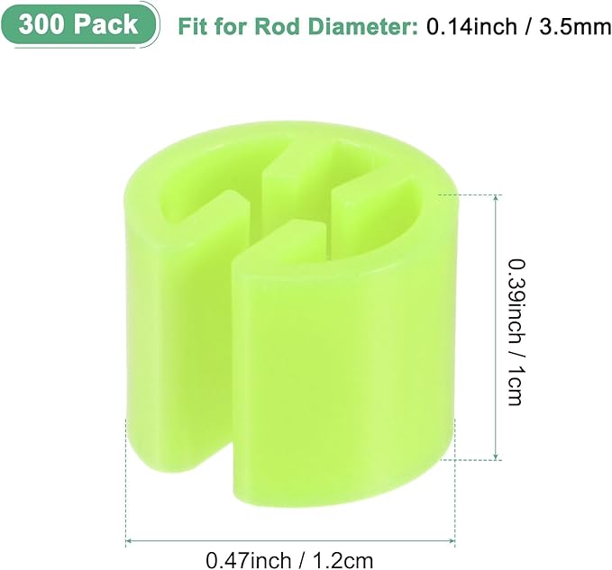 300-Pack Clothes Hanger Markers Blank, Plastic Garment Color Coded Size Clips Fit 3.5mm Rod for Clothing/Wire Hangers, Colored Coding Marker [Light Green]