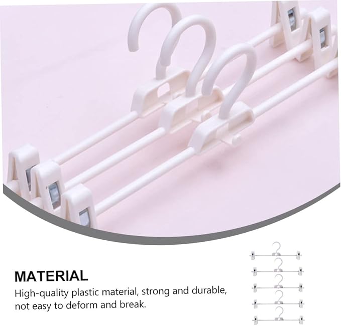 CHILDWEET 5pcs Adjustable Plastic Pants Clip Drying Rack Space Saving Clothes Hanger for Pants Trousers and Skirts Versatile and Organizer