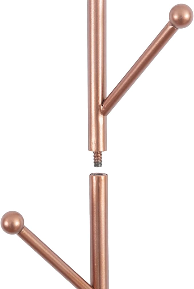 MyGift Modern Copper-Tone Metal Entryway Wall Coat Tree, Wall Mounted Hanger Hat and Coat Hooks