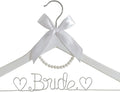 The Bride's Wedding Gift, Wooden Wedding Dress Gown Hanging Wire Letter Hanger (White and Silver Thread with String of Pearls)