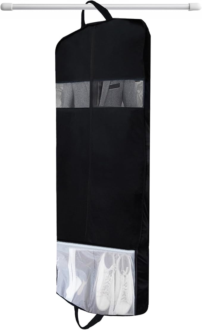 Cotton Garment Protector Bag Cover - Dust Free Cloth Hanging, Wardrobe storage for Dresses and Suits (Clear Window (24" x 42"))