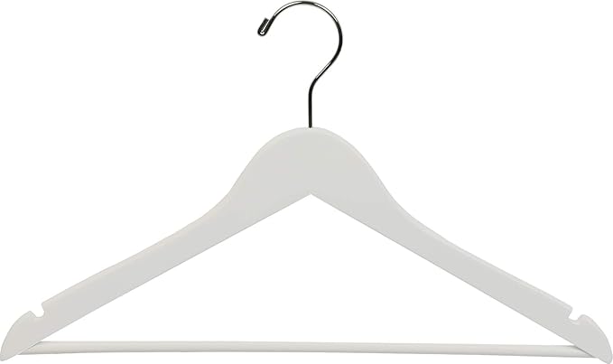 The Great American Hanger Company Wood Suit Hangers White Finish Box of 8