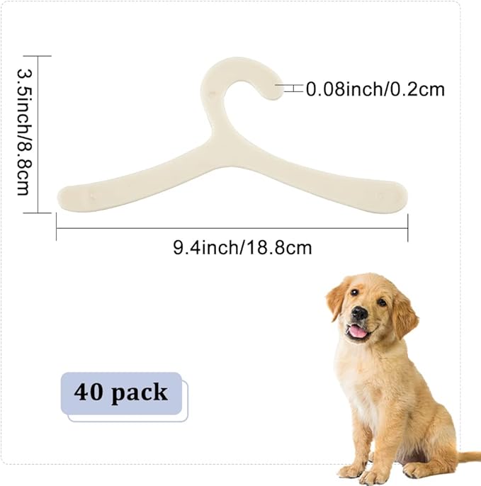 40Pcs Plastic Pet Clothing Hangers, Lemon Chiffon Pet Apparel Hangers for Small Animals, Pet Paw Print Clothes Hangers, 3.46 x 7.40 x 0.07 Inches
