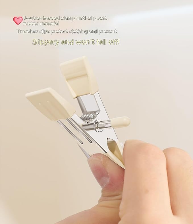 10/30/50Pcs Space-Saving Clothespin, Upgrade Double Head Clamp Dipped Hanger for Closet Hooks Garment Clip Hat Pants Storage Hanging Travel Hook (White, 30PCS)