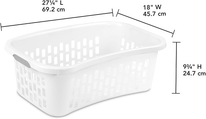 Sterilite 24 Pack HipHold Laundry Basket, Plastic Rectangle Clothes Hamper with Comfort Grip Handles & Reinforced Rim, 1.5 Bushel Capacity, White