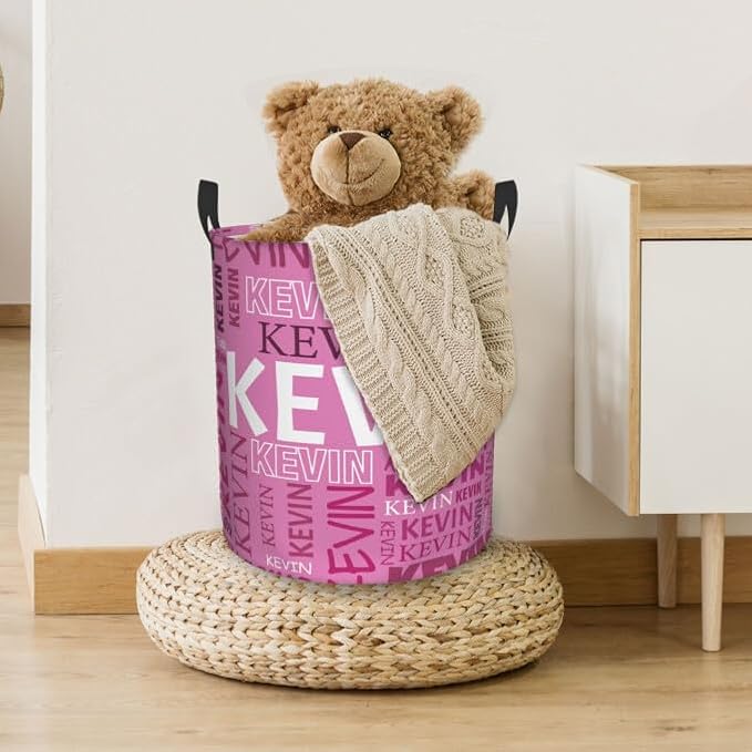 Custom Name Laundry Hamper, Personalized Dirty Clothes Hamper with Name for Bathroom Bedrooms Clothes Storage Organizer, Personalized Gifts for Boys Girls Men Women