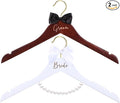 2 Pcs Bride Hanger for Wedding Dress Bride and Groom Wooden Wedding Dress Hanger Set with Bow Tie for Tuxedo Suit Gift Bridal Party Shower