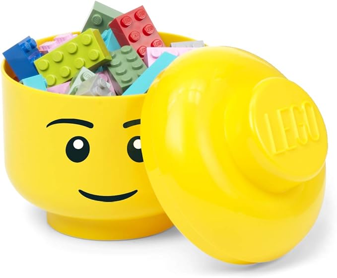 Room Copenhagen, LEGO Storage Head (Mini) - Girl - 4 x 4.5 Inches (10.2 x 11.5 cm) - Stackable Plastic Storage Box with Lid for Kids' Toy Organizer and Room Decor