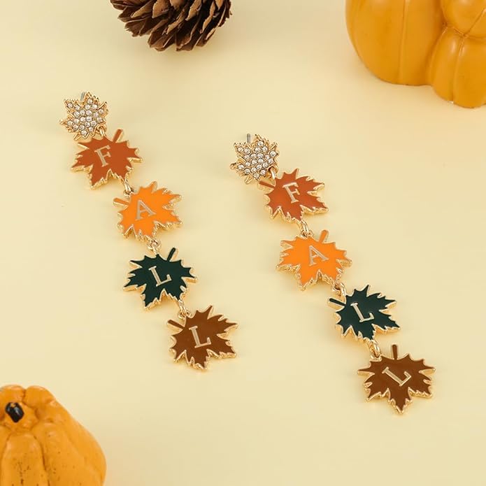 Madison Tyler Fall Earrings for Women | Cute Statement Autumn Earrings Dangling | Maple Leaf Scarecrow Shoes Shoes Rabbit Mushroom Earrings for Women