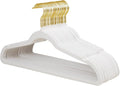 ManGotree Velvet Coat Hangers with 360° Swivel Gold Hook, Non-Slip Felt Suit Hangers, Slim Space Saving Clothes Hanger for Jacket, Sweater, Shirt, Dress, Pants (22 Pack, White)