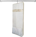 Beige Cotton Garment Protector Bag Cover - Dust Free Cloth Hanging, Wardrobe storage for Dresses and Suits (Clear Window (24" x 62"))