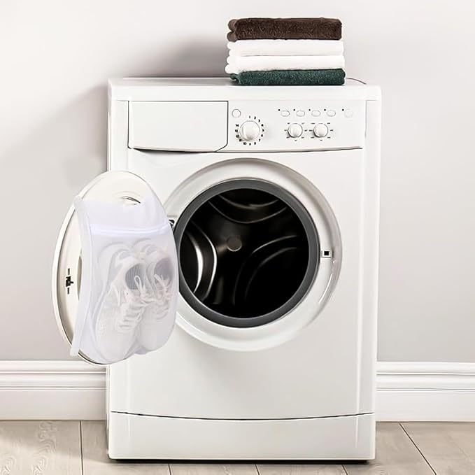 EMVANV Shoe Drying Bag,Laundry Bags Reusable Shoe Dryer Mesh Bags Sneaker Wash and Dry Net Bag Net Laundry Bags with Zipper and Strap for Washing Machine, Shoes, Clothing(Size:40 x 40cm)