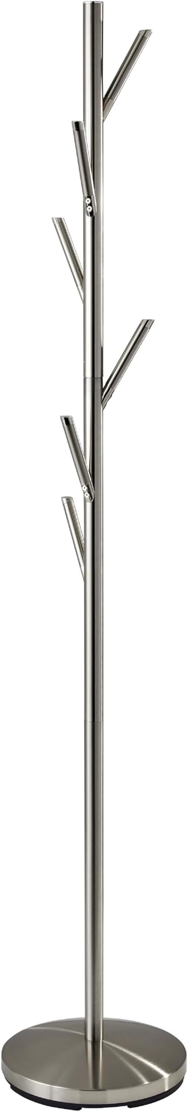 Adesso Evergreen Coat Rack with Brushed Steel Finish – Space-Saving Entryway Organizer Perfect for Coats, Bags, Purses and Hats – 6 Hooks, 67" Tall